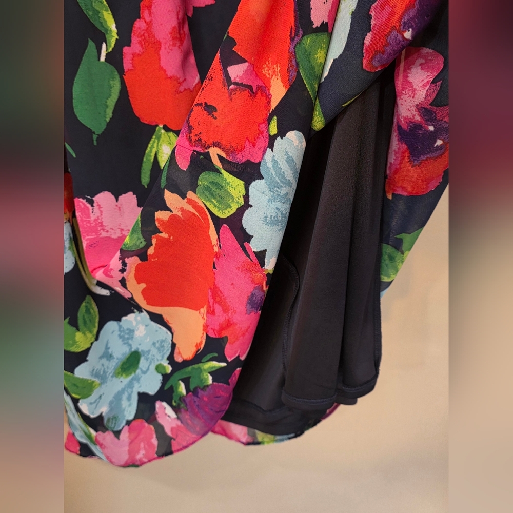 Betsey Johnson Vibrant Floral Fit & Flare Dress – Navy Multicolor Bloom Print 12 - Picture 6 of 9